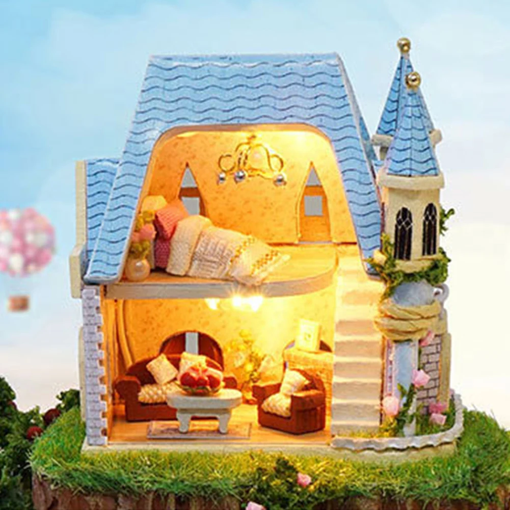 Кукольные домики DIY Миниатюрный Кукольный домик Модель деревянный игрушечный домик вращается Музыкальная шкатулка с пылезащитным покрытием игрушки подарок на день рождения