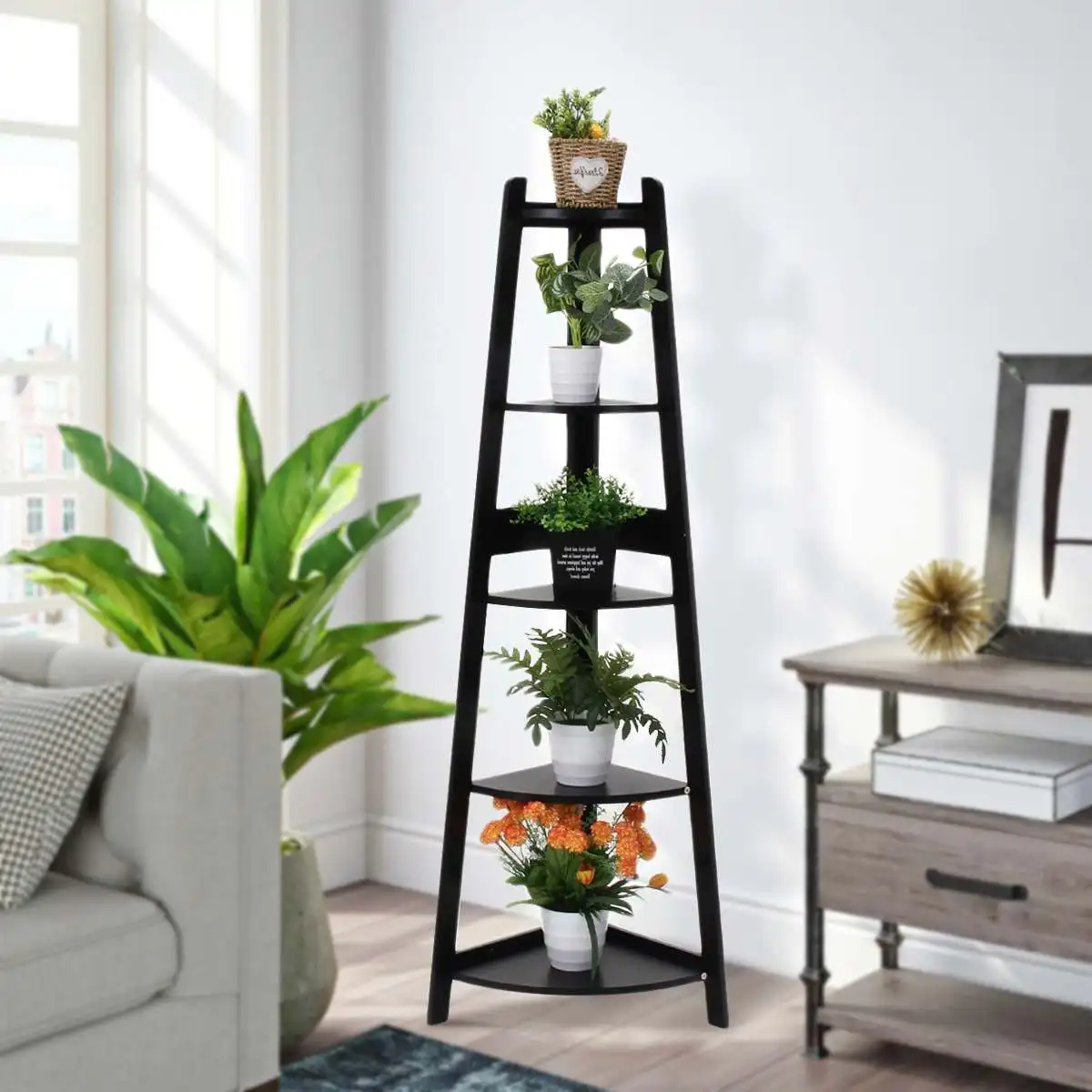 

5 Layers Landing Wood Stand For Bonsai Plants Shelves Indoor Flowerpot Frame Flower Stand Bookshelf Storage Rack Holder