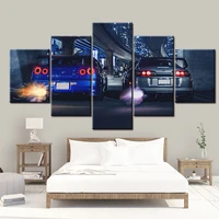 hd canvas printed painting 5 piece wall art framework gtr r34 vs supra vehicle home decor poster picture for living room nl001