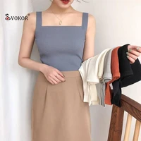 svokor knitted tank tops women summer camisole comfortable sleeveless all match top camisole