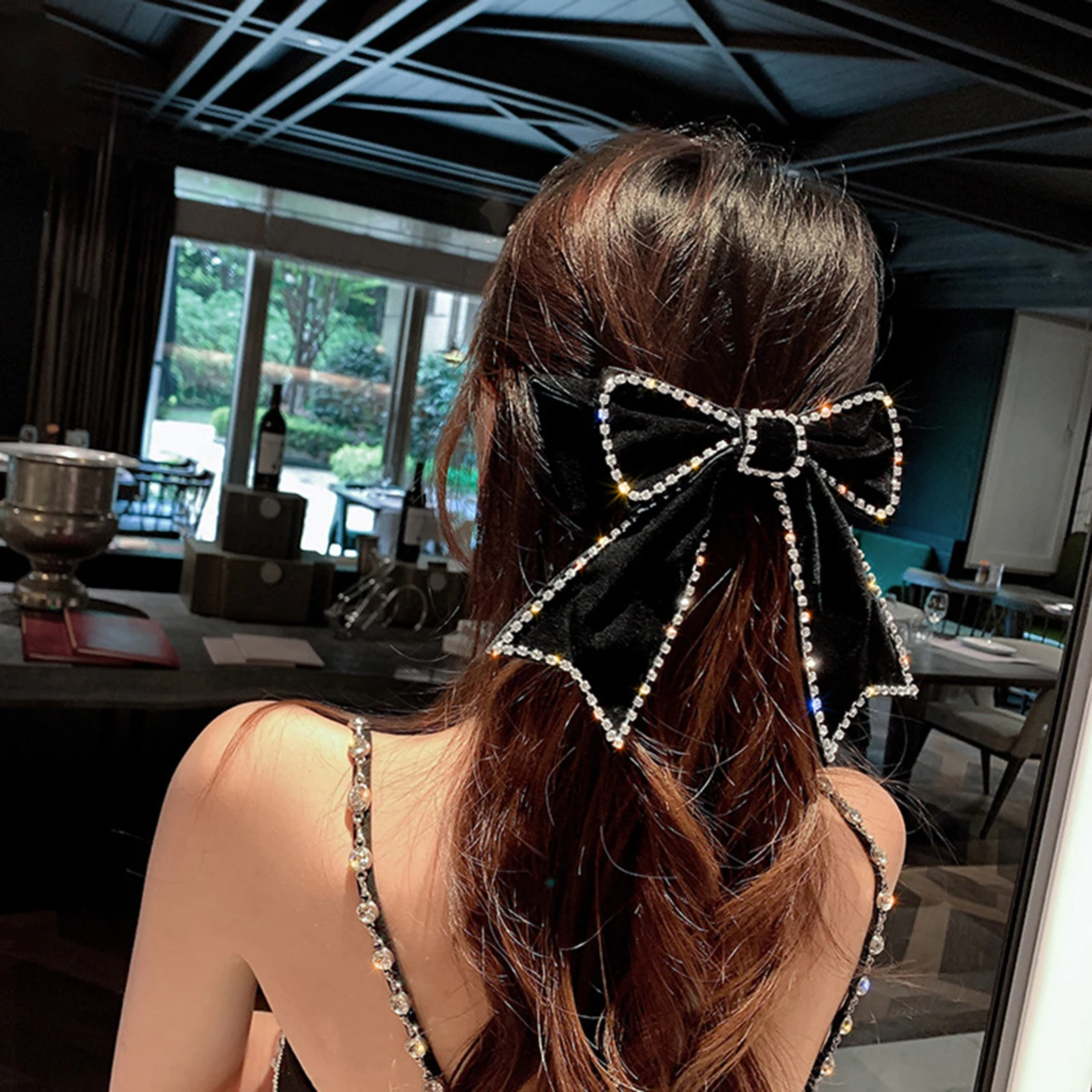 Бархатные заколки для волос с бантом взрослых Кристаллы Элегантные тканевые