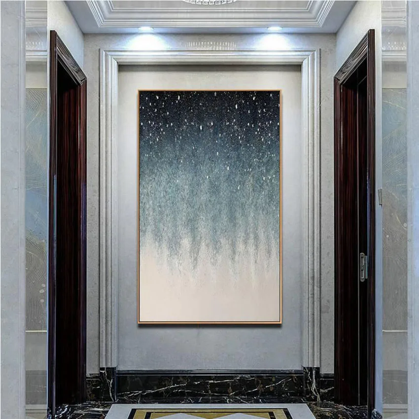 

Handmade Vast Starry Sky Canvas Oil Painting Abstract Vertical Version Frameless Wall Decoration Poster For Living Room Bedroom