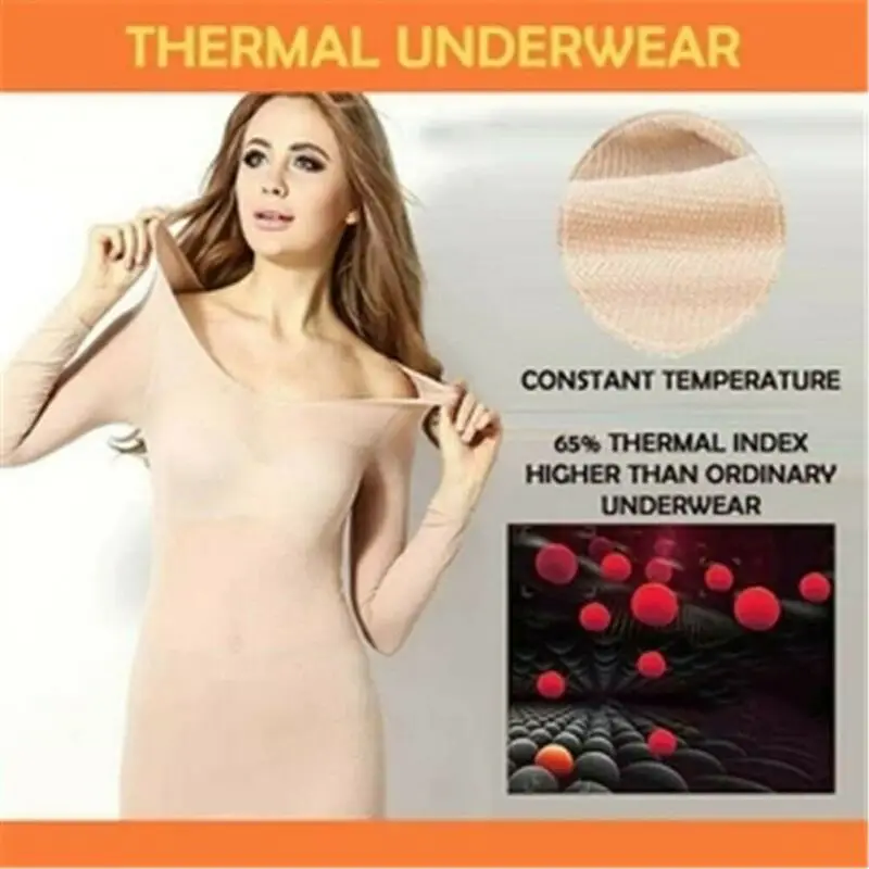 

2020 Newest Hot Sexy Women Winter Seamless Elastic Thermal Inner Wear Sleepwear Thermal Underwear Warmer Tops Bottom 2has Set