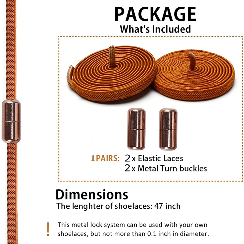 18 Colors Flat Shoelaces Lock Round Capsule Metal Elasticity Suitable for All Shoes Lazy Lace No Tie Shoelace 100CM