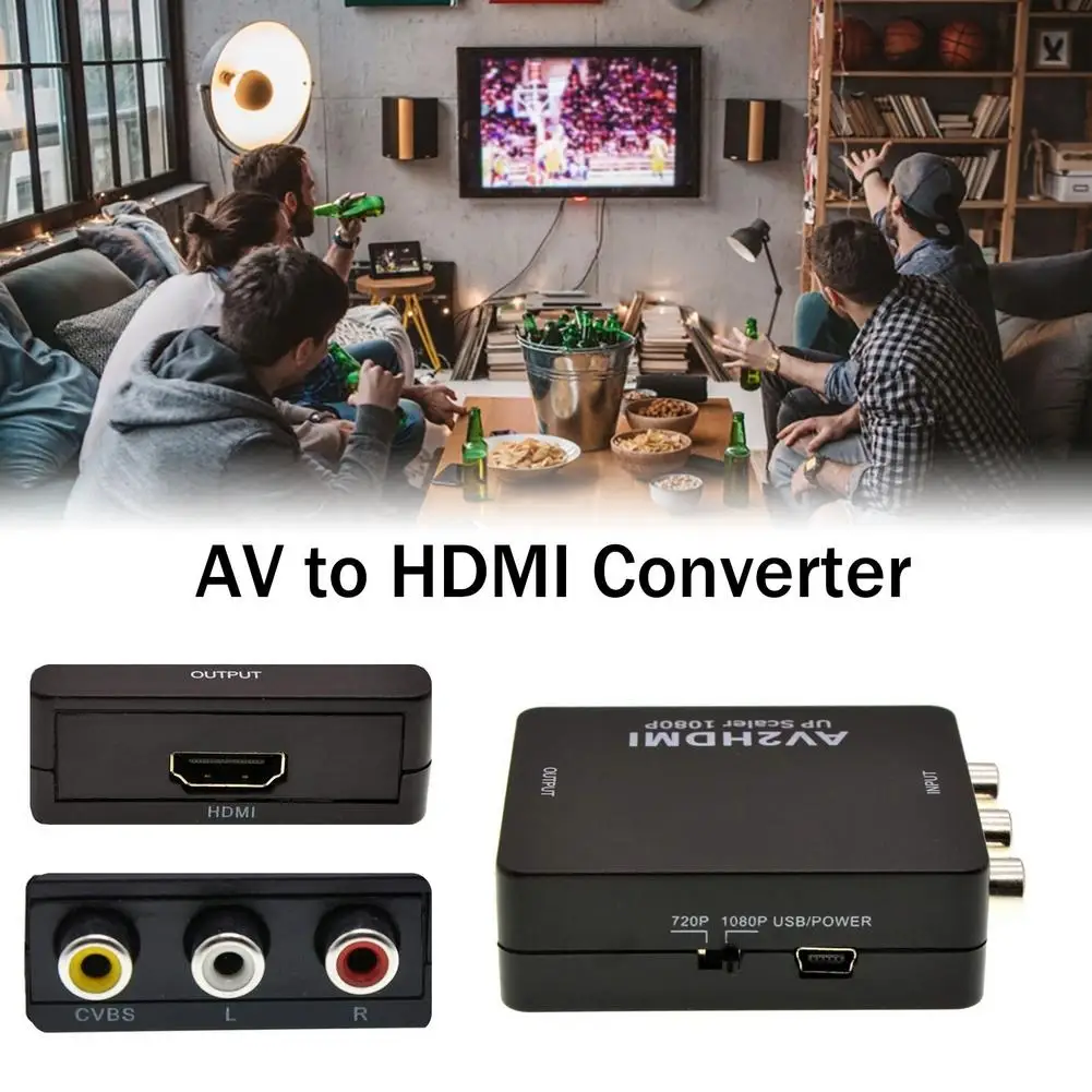 AV/CVBS к HDMI-совместимый HD 720P 1080P видео преобразователь мини AV2HDMI адаптер для HDTV