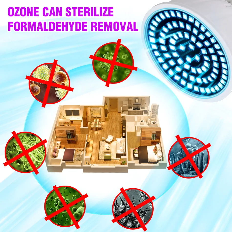 UVC бактерицидный светодиодный светильник E27 дезинфекционный бактериальный