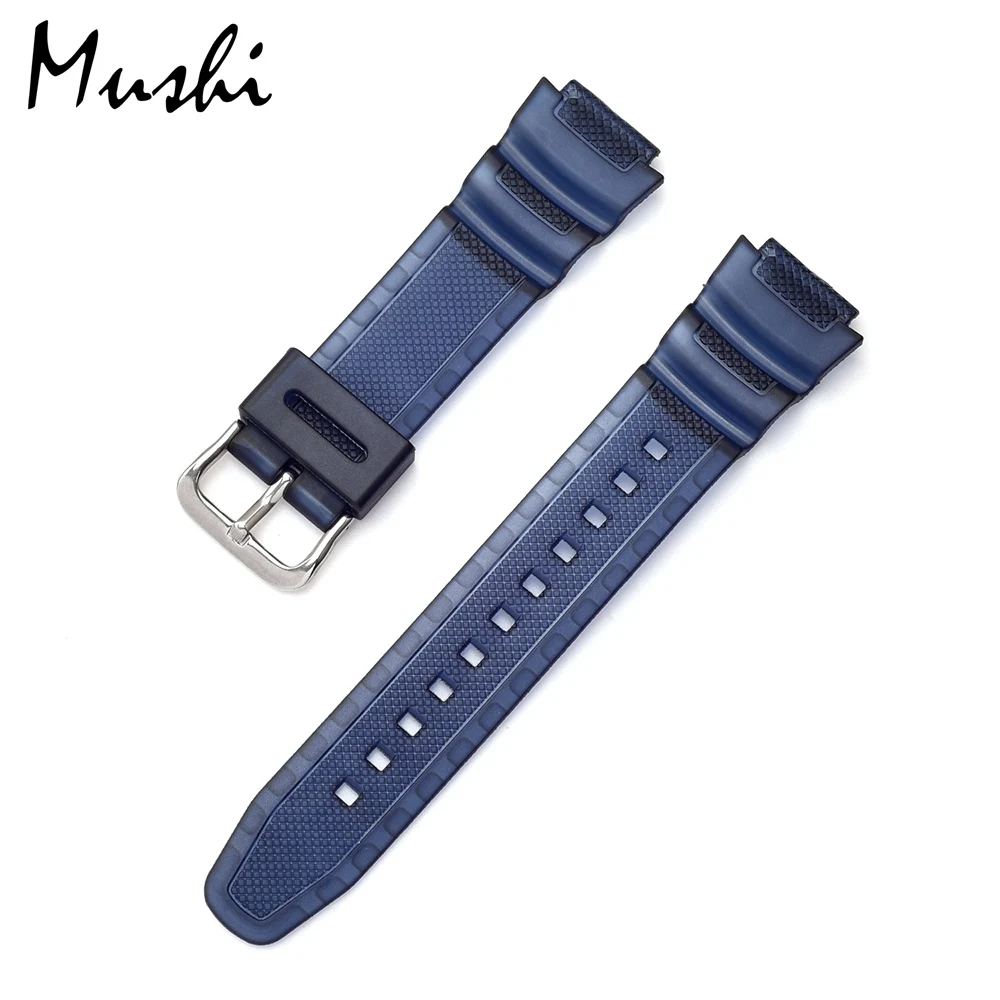Matte Navy Blue Каучуковый ремешок для объектива с оптическими зумом Casio AE-1000w AQ-S810W SGW-400H/SGW-300H силиконовый ремешок для часов булавки Туфли с ремешком и пряжкой часы на запястье браслет цвета: черный - Цвет ремешка: Matte Navy Blue