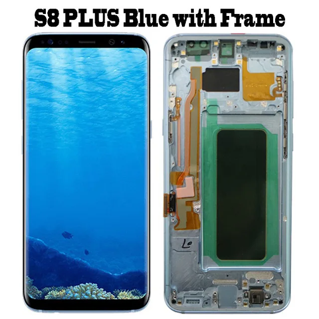 S8 Plus Blue Frame S8 ЖК-дисплей с рамкой с сжечь тени для Samsung Galaxy S8 g950 G950F Дисплей S8 плюс G955 G955F Сенсорный экран планшета - Цвет: S8 Plus Blue Frame