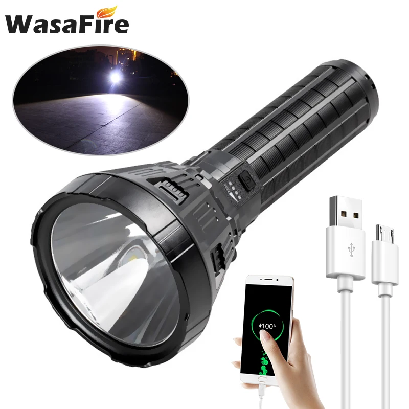 

WasaFire 5 Lighting Modes LED Flashlight With XHP50 Lamp Bead USB Rechargeable Tactical Torch Waterproof Camping Hunt Light