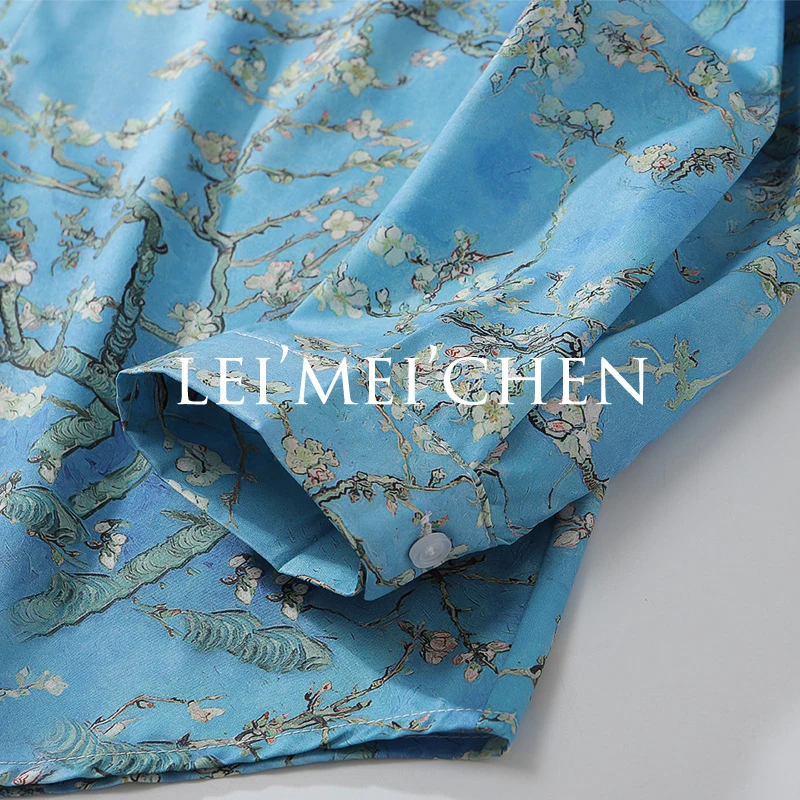 

LEIMEICHEN Casual Printed Long Sleeve Shirt Men High Streetwear 2020 Fall Women Shirt Retro Shirts Harujuku Mens Shirt YD3283