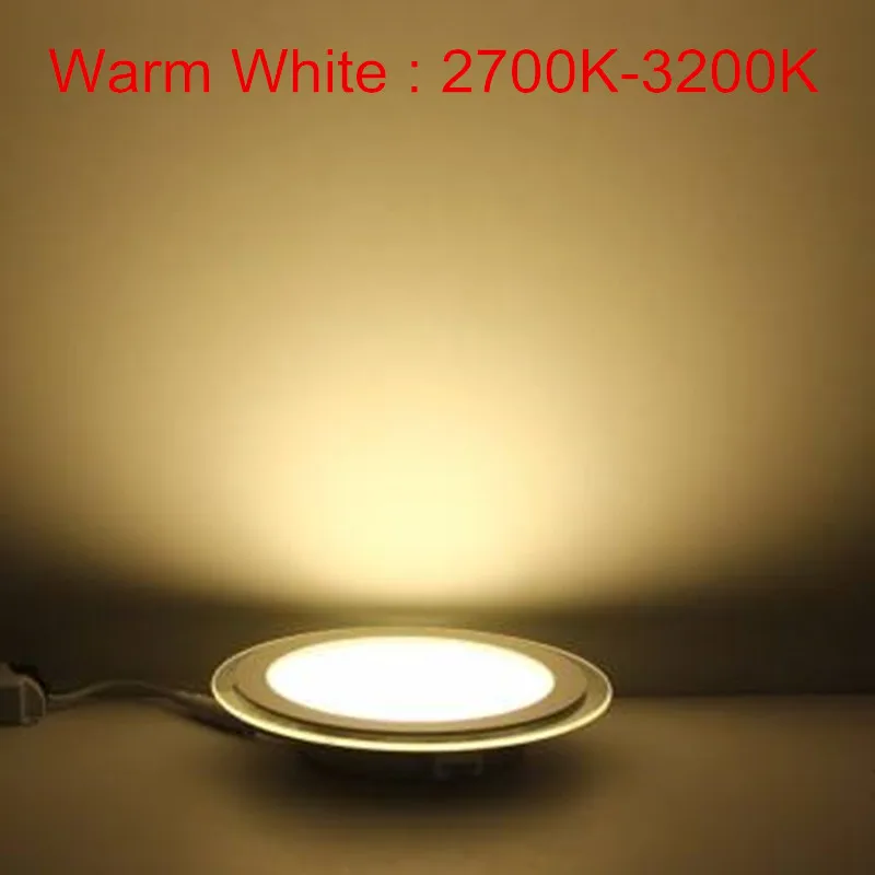 Luz LED empotrada de cristal redondo/cuadrado, panel blanco cálido/Natural/frío 12V 24V + controlador, CA/CC 12V 6W 9W 12W 18W