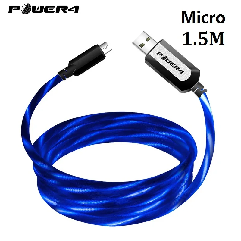 Micro-Blue-1.5m-1pc Power4 два пакета Micro USB шнур 3,0 для Android телефонов зарядное устройство Реверсивный Micro светодиодный кабель USB для samsung быстрой зарядки Microusb - Цвет: Micro-Blue-1.5m-1pc