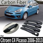 Черное углеродное волокно для Citroen Grand C4 Picasso 2006 2007 2008 2009 2010 2011 2012 2013 дверная ручка крышка наклейка автомобильные аксессуары