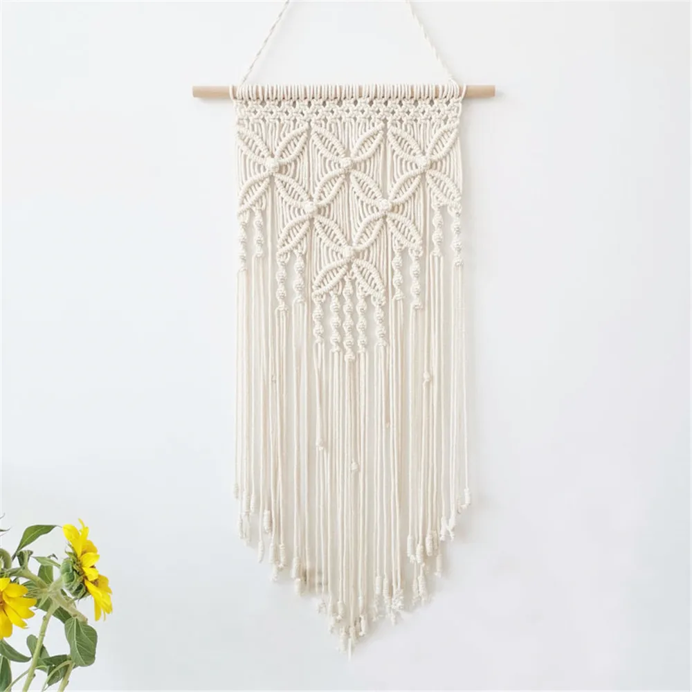 DIY Бохо макраме настенный подвесной гобелен Плетеный вручную искусство