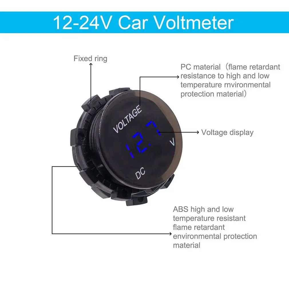 Car Digital Display Modified Voltmeter Motorcycle Waterproof Led Lens Instrument | Автомобили и мотоциклы