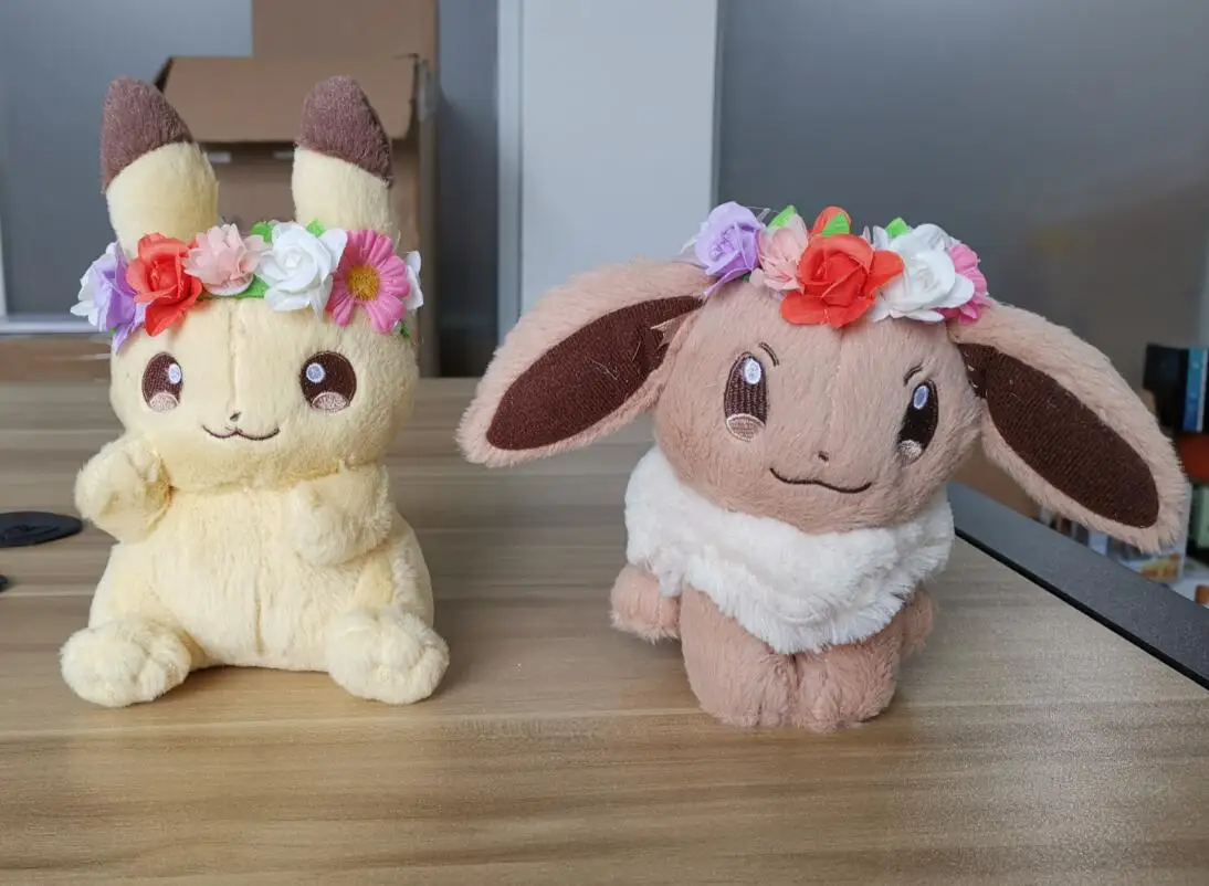 Японское аниме PIKACHU & Eevee с цветочной головкой Кольцо Ver. Плюшевые