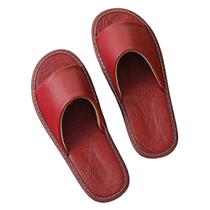 

2021 Unisex Leather Slippers Men Home Furnishing Indoor Floor Classic Footwear Casual Slides Leather Sandalias Zapatos Hombre