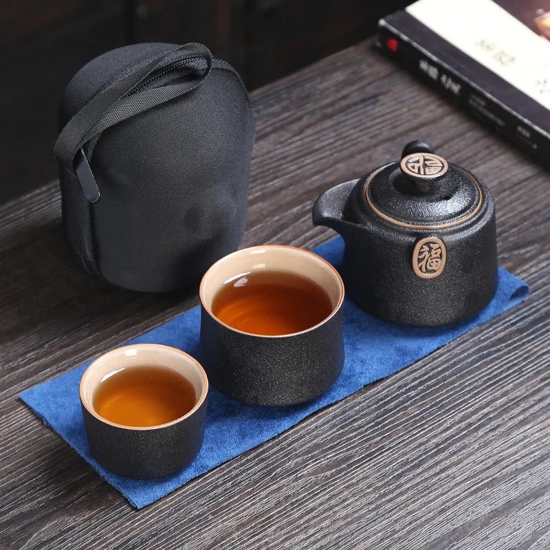 

Дорожный винтажный чайный набор, чайная посуда, фарфоровая посуда, китайский чайный набор для хранения, послеобеденный набор De Cha, кухня, сто...