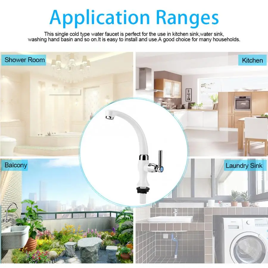 6 типов кухонный кран с одним шлангом смеситель для холодной воды G1/2 пластиковый