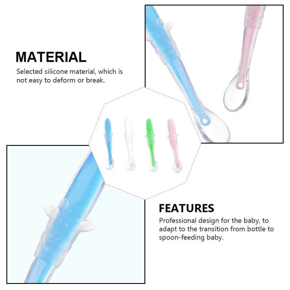 

4PCS Infant Silicone Spoon Full Silicone Baby Spoon Cartoon Baby Feeding Spoon