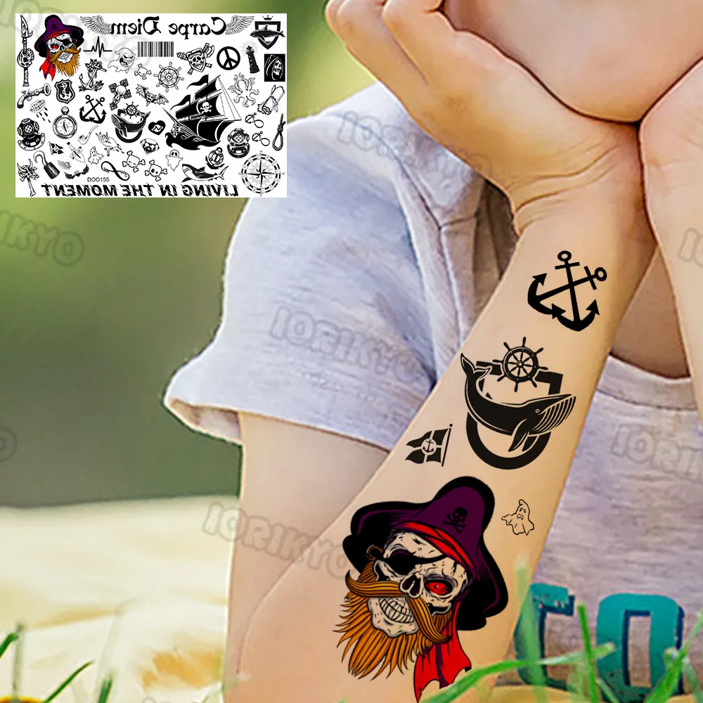 Якорь Пират Временные татуировки для маленьких мальчиков комплект детской