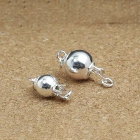 925 sterling silver clasp jewelry ball clasp accessories diy making necklace bracelet wholesale 68mm round pearl buckle