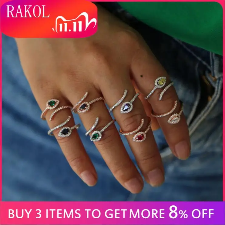 RAKOL новинка модное разноцветное голубое зеленое красное розовое с фианитом