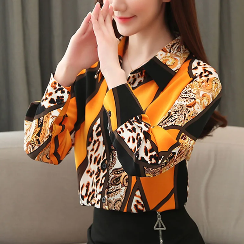 2021 новая шифоновая блузка с длинным рукавом женские повседневные облегающие