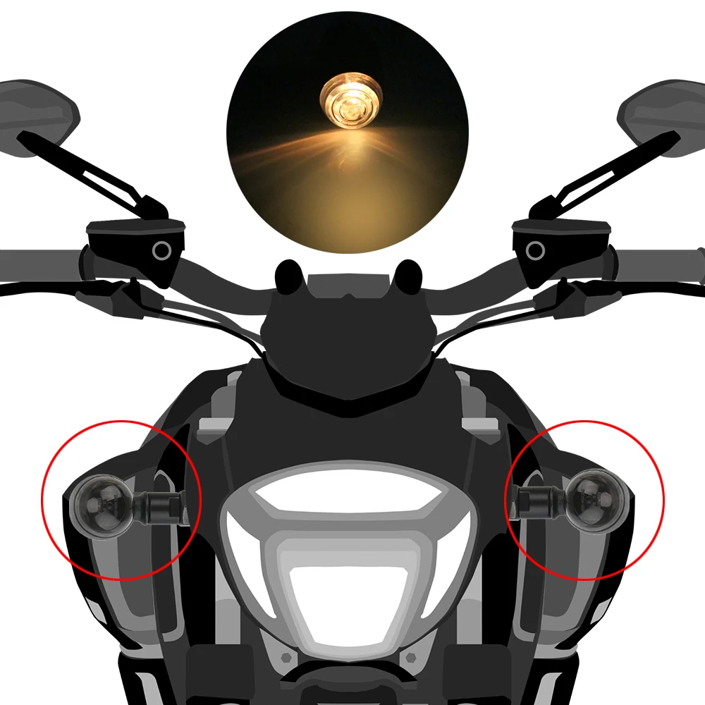 

LEEPEE 2Pcs/set Tail Light Amber Blinker Lamp Motorcycle Bullet Turn Signals For Cruiser Chopper Cafe Racer Indicators Lights