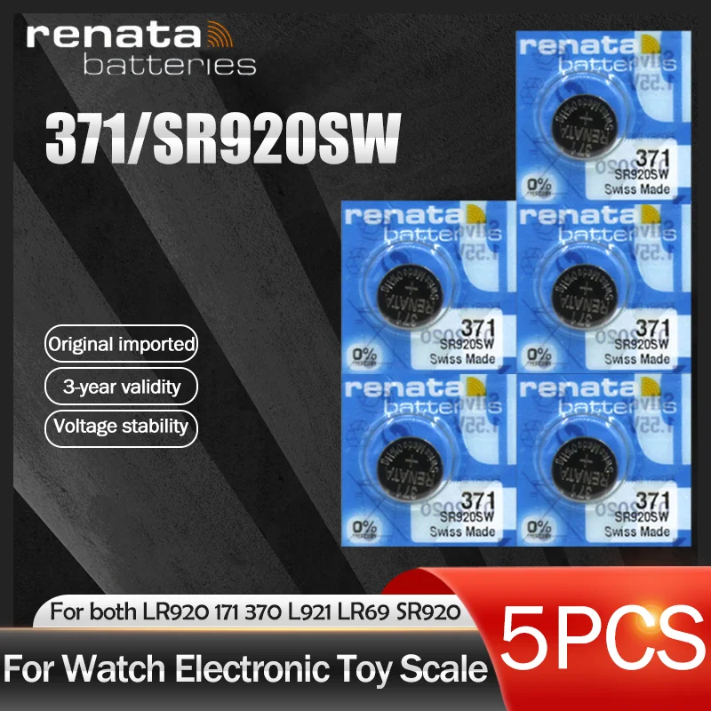 5 шт./лот Renata 371 100% оригинальный новый бренд оксид серебра батарея для часов