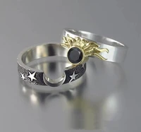 new fashion trend heart shaped double layer unisex ring couple ring rings for women star and moon ring