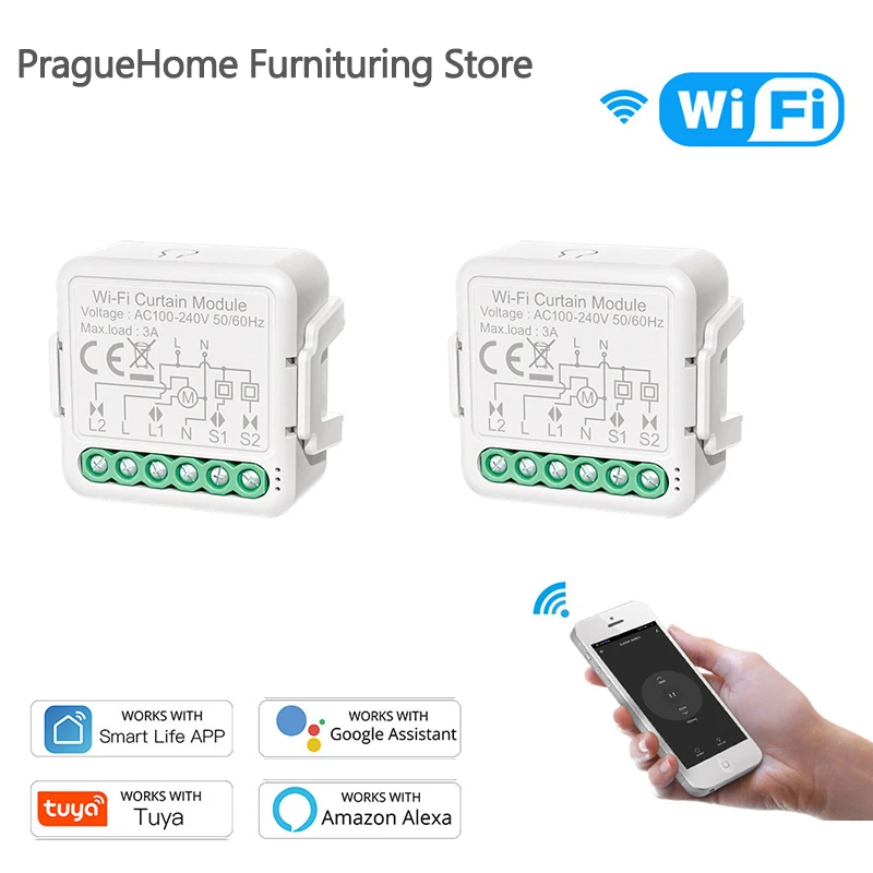 

Умный модуль переключателя для занавесок Tuya, Wi-Fi, для умного дома, с голосовым управлением, для Amazon Alexa Google, системы автоматического управлен...
