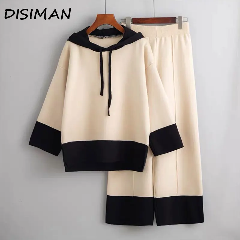 DISIMAN свитер большого размера зимняя одежда женские штаны карго Женский комплект