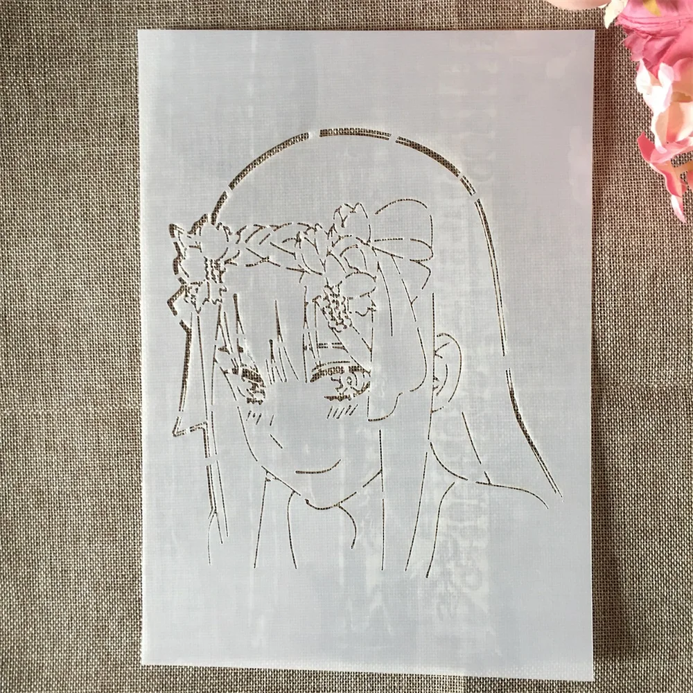 

A4 29cm Anime Zero Two Darling In The FranXX Bow DIY Layering Stencils Painting Scrapbook Coloring Emboss Album Decor Template