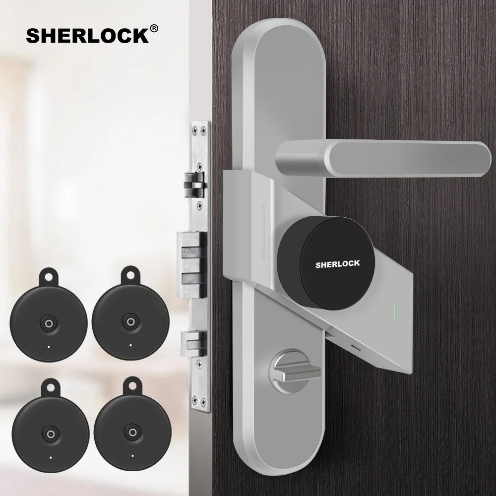Review Sherlock Smart Door Lock + 4Pcs Keys Integrated Electronic Lock Wireless Bluetooth Contorl Phone App Open Fingerprint Door Lock