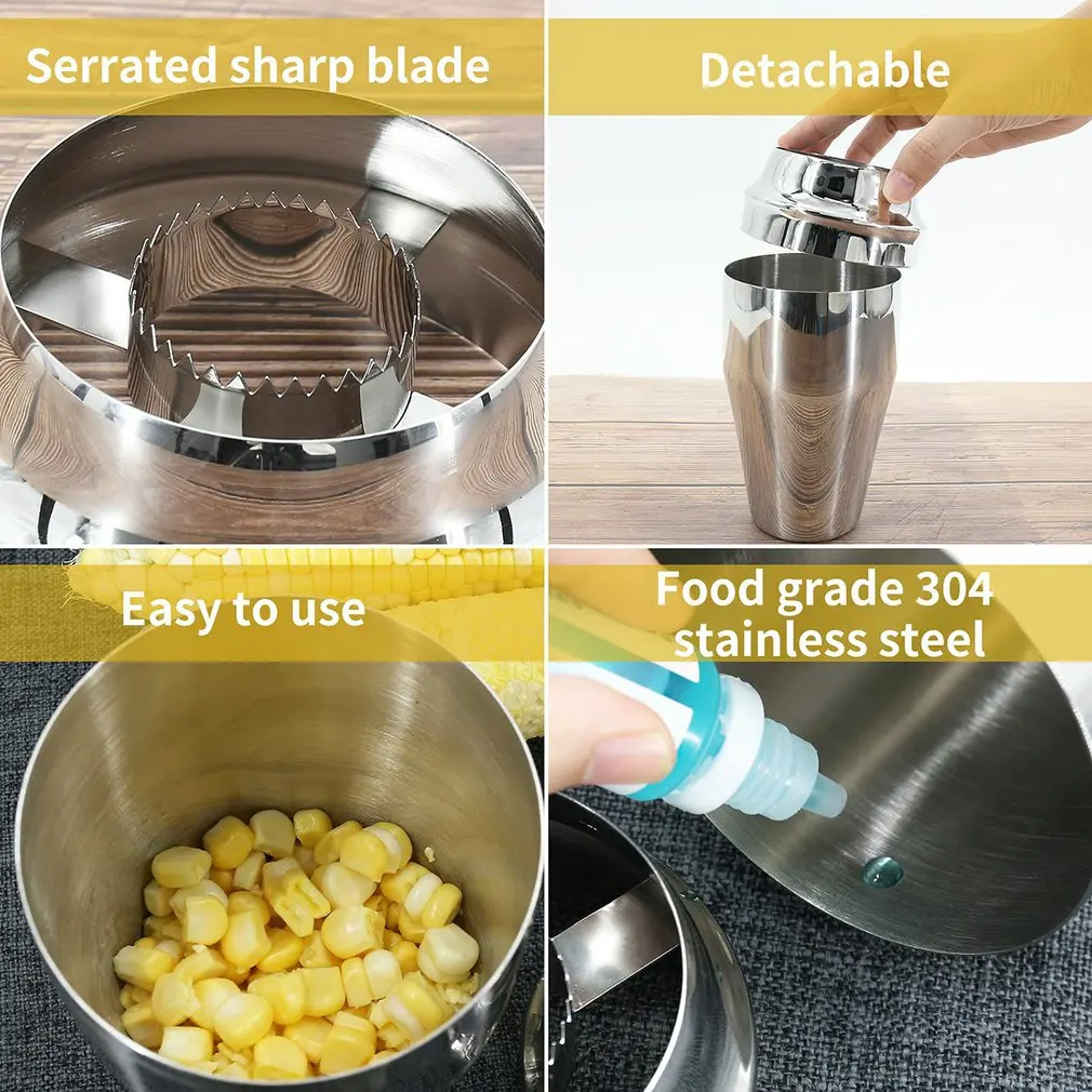 

Corn Stripper Peeler Corn Cutter With Cup Stainless Steel Cob Corn Thresher Stripping Tool Cob Kernel Remover