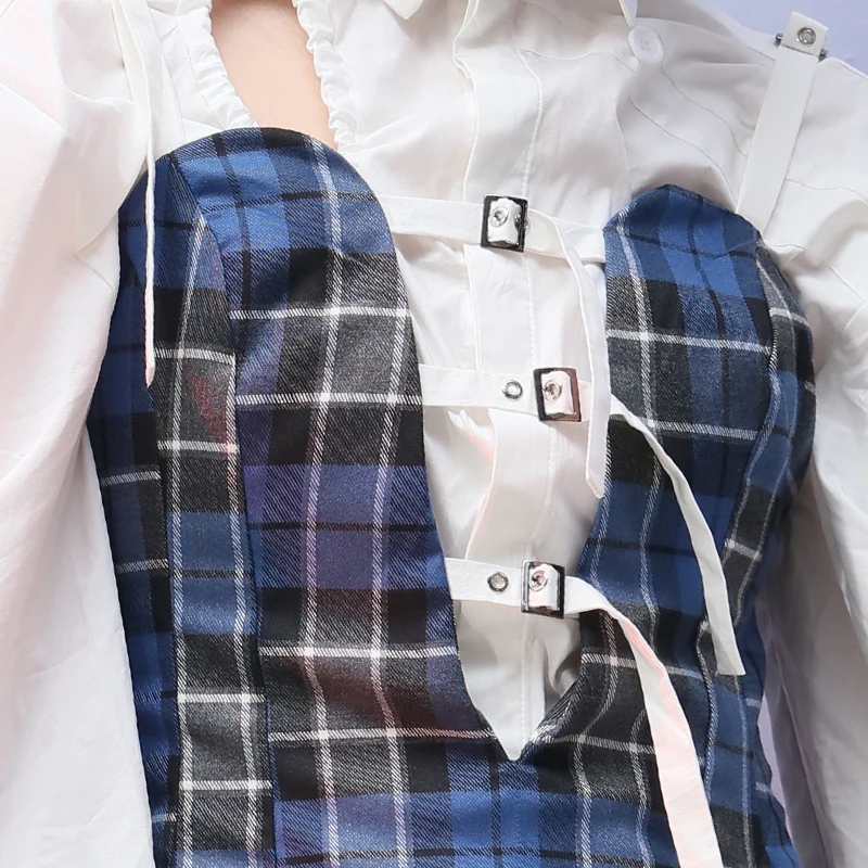 Женское платье без рукавов DEAT асимметричное однобортное с V образным вырезом