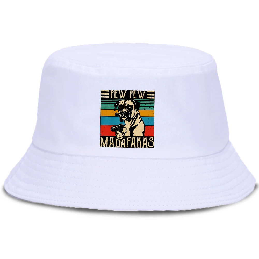 Funny pew madafakas cool dog Bucket Hats Vintage Cap Summer Men's Panama Caps Woman Men Bob Chapeau Fishing Fisherman Hat |