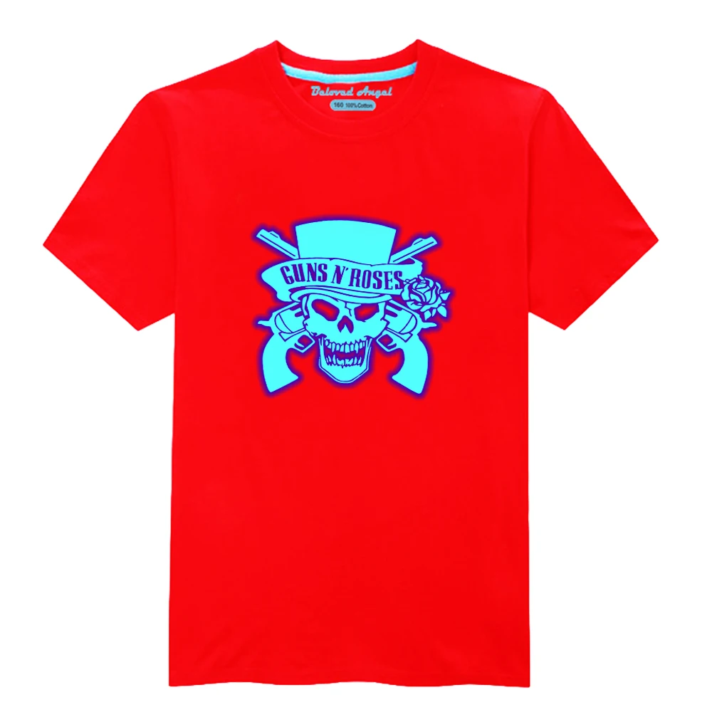 Детская футболка с мультяшным принтом светящиеся Топы коротким рукавом рубашка