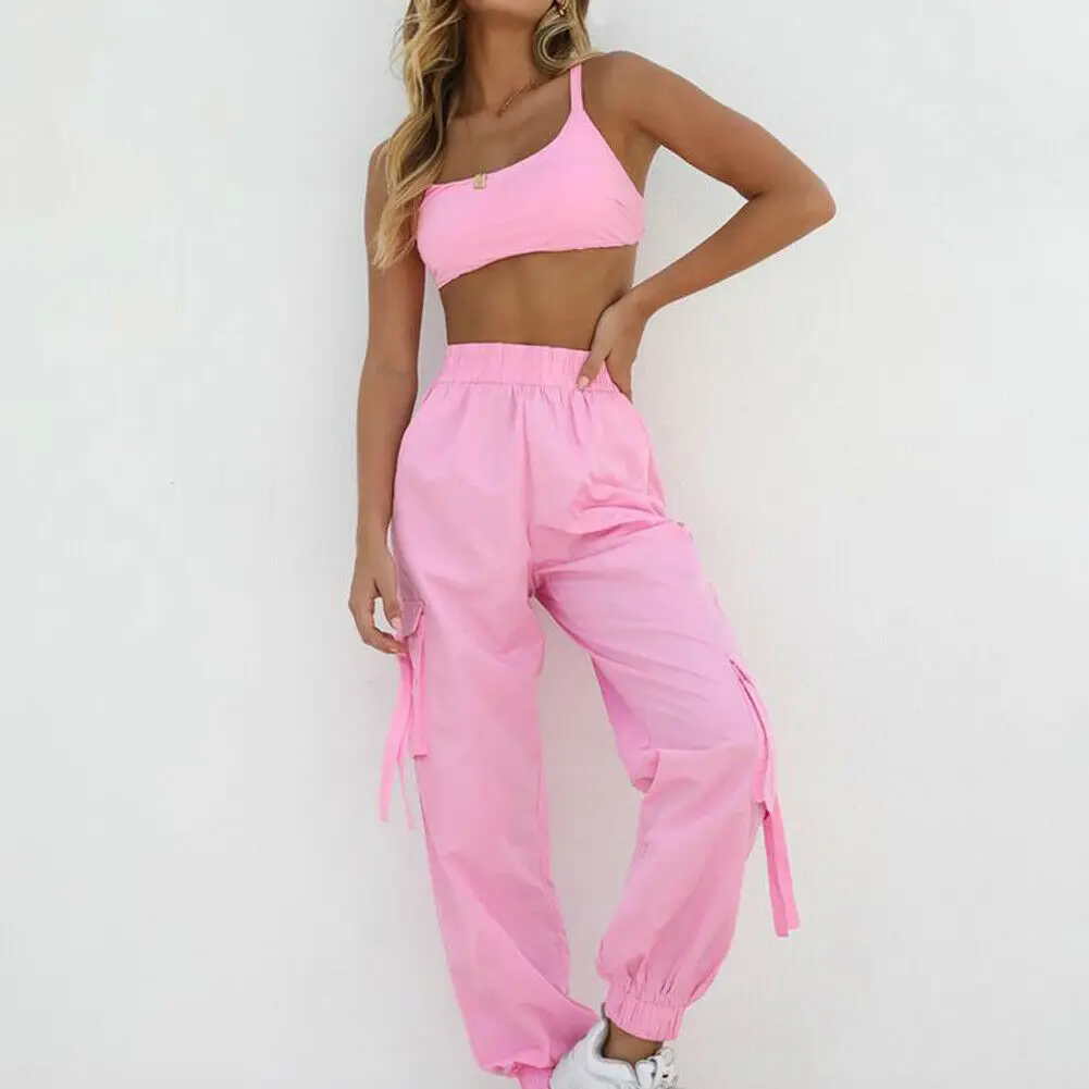 Женский спортивный костюм из 2 предметов однотонный Повседневный Спортивный