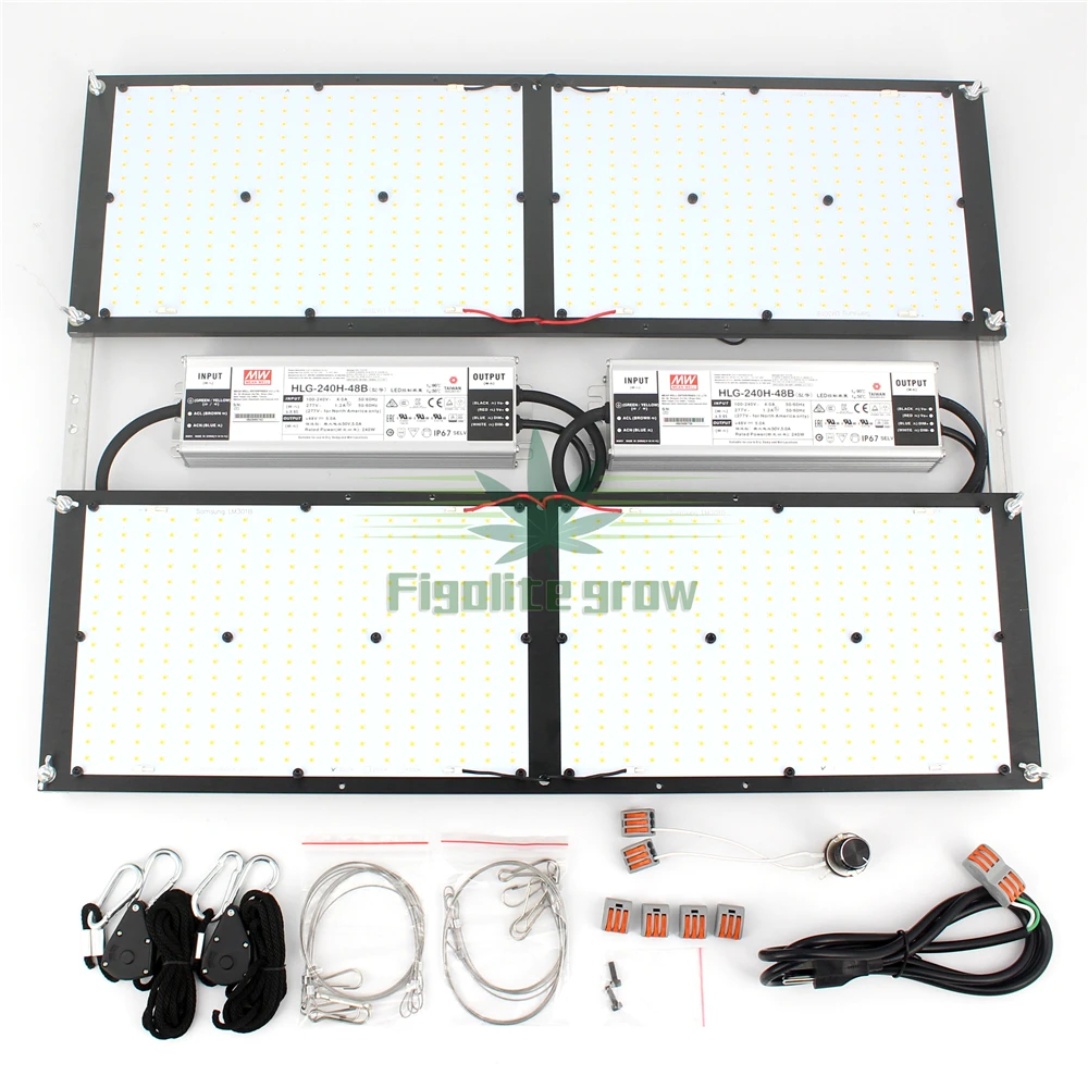 Figolite расти Quantum настольная Светодиодная лампа для выращивания светильник 480w 4xQB288 LM301B с 2 шт. Meanwell HLG-240H-48B