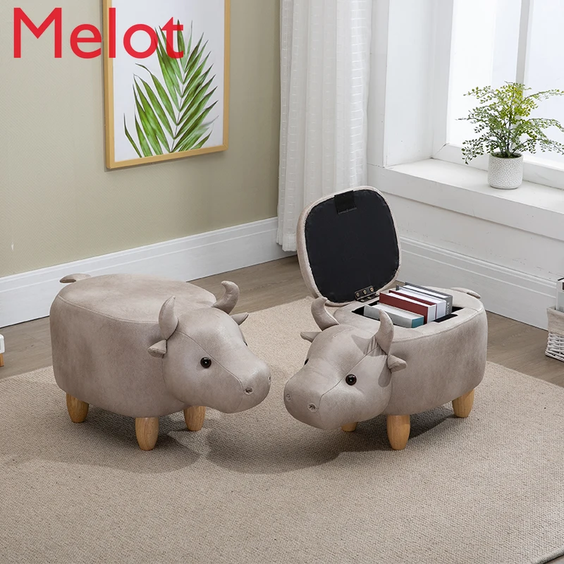 Luxury Cute Fashion Animal Shoe Changing Stool Modern Solid Wood Storage Creative Stool Sofa Stool Foot Bench Low Stool