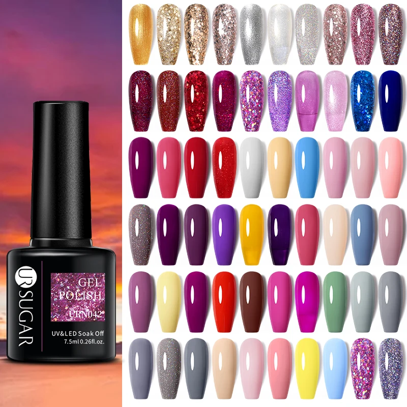 

UR SUGAR Shiny Glitter Gel Nail Soak Off UV Nail Art Semi-permanent Varnish All For Manicure Nail Supplies For Professionals