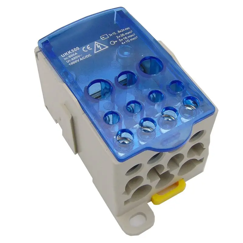 UKK500A din-рейка 1 в N Out клеммный блок распределительная Коробка Универсальная распределительная коробка питания Электрический провод разъем гангбэй