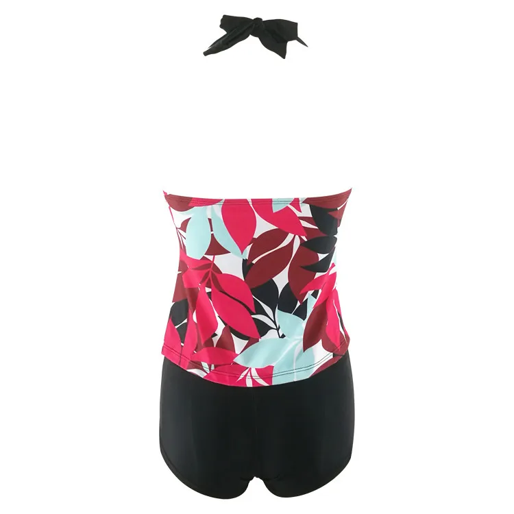 

2021 Halter Tankini Two Piece Swimsuit Female Bikinis With Boy Shorts Swimwear Women Plus Size Push Up Bathing Suit Beach Bather