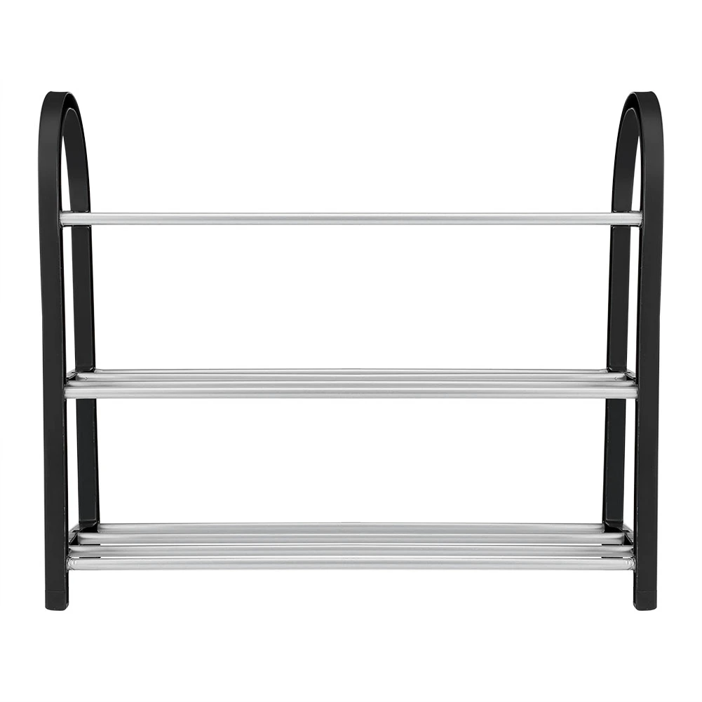

Plastic + Aluminum Metal Standing Shoe Rack DIY Shoes Storage Shelf Home Organizer 3 Tiers