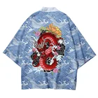 Женский и мужской кардиган, свободная японская кофта-кимоно в стиле Харадзюку с драконами и волнами, кофта для косплея, юката, размеры 6XL5XL4XL, размеры 3XL-S