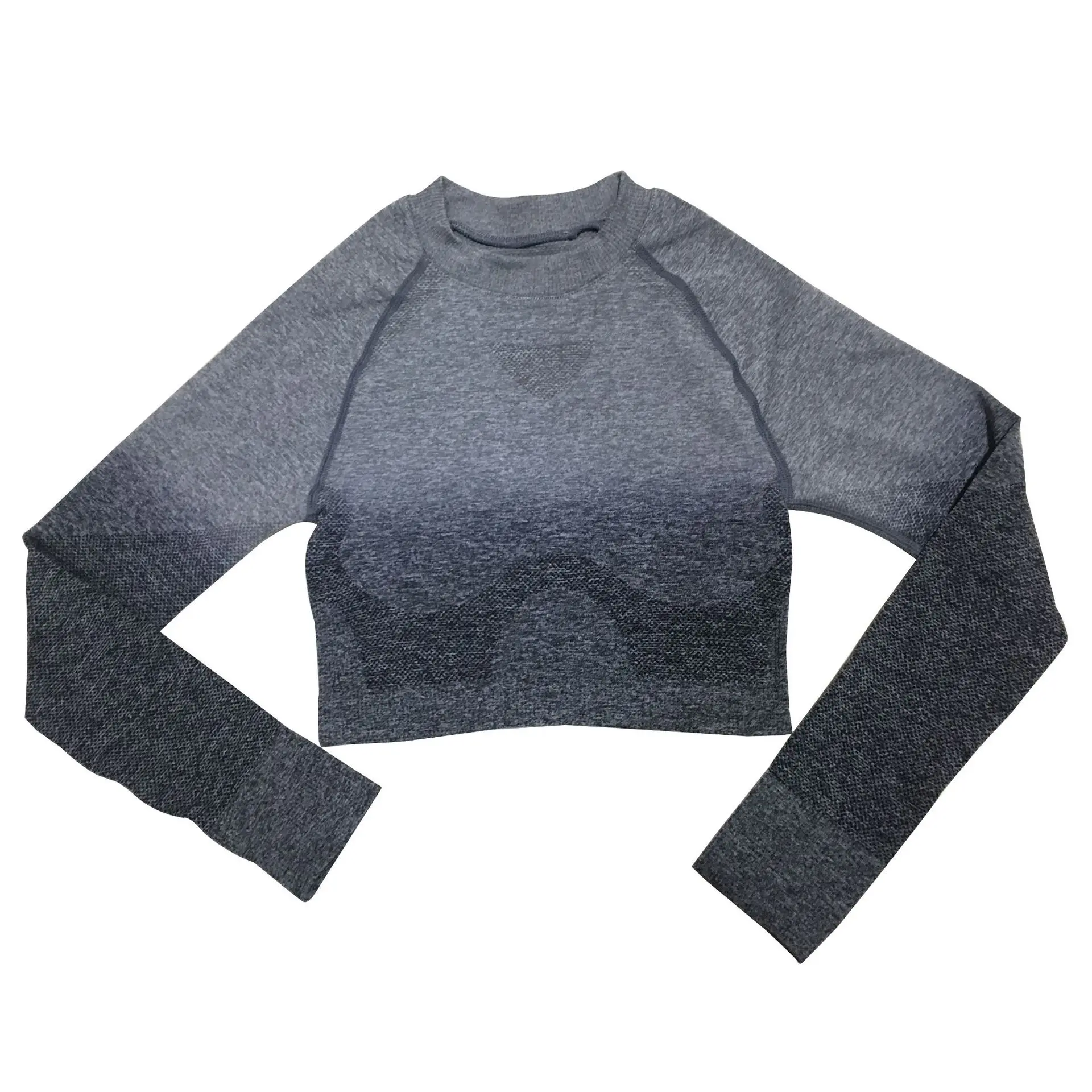 Омбре с длинным рукавом фитнес укороченный топ для йоги энергетический