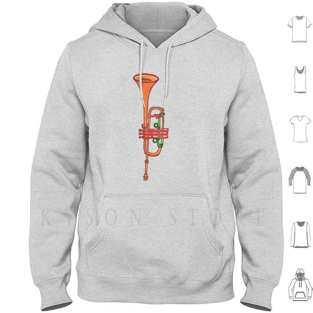 

Musical Instrument , Trumpet , Brown , Red , Green , Multicolored , Drawing , Bebicervin Hoodies Long Sleeve