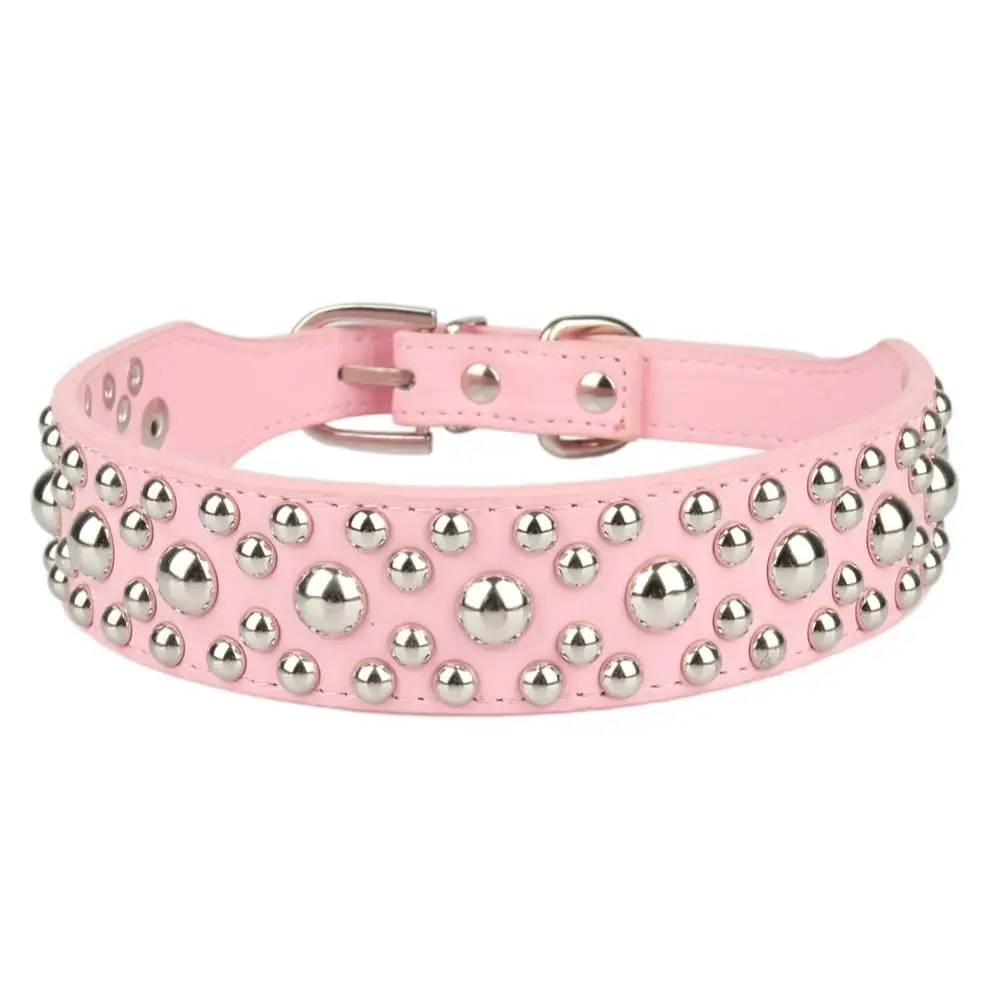 Большой Породистая собака воротник круглые заклепки из украшенной шипами ПУ